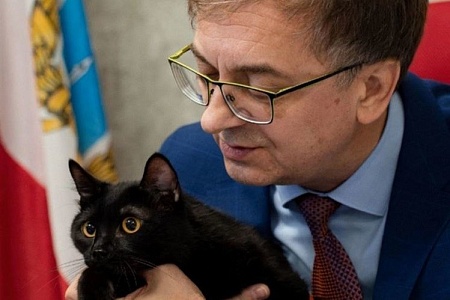 Саратовский министр привел на новое рабочее место кота